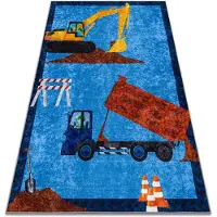 Rugsx Alfombra lavable JUNIOR 51827.803 Excavador en especie para niños antideslizante - azul 160x220 cm