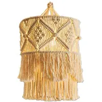 Typecat Käsintehty seinävaippa Lampunvarjostin Macrame Boho Decor Käsintehty tupsu taustapäädyn ripustus