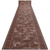 Rugsx Alfombra de pasillo con refuerzo de goma TRIBE marrón 100cm 100x490 cm