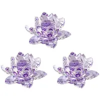 Typecat 3X F Crystal Lotus Flower Figurine Valentine Wedding Decor Glass Collection Paperweight Table Ornaments Souvenir