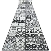 Rugsx Alfombra de pasillo con refuerzo de goma AZULEJO LABOR DE RETAZOS, AZULEJOS DE LISBOA gris / negro 57x150 cm