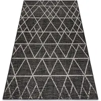 Rugsx Alfombra de cuerda sisal FLOORLUX 20508 negro/plateado Triángulos 60x110 cm