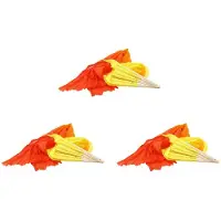 Melitt 3X Beautiful Silk Three Color Gradient Flame Dance Fan Hand Folding Bamboo Fan Decoration Fan for Ladies Womens