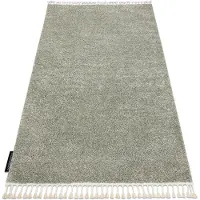 Rugsx Alfombra BERBER 9000 verde Franjas Bereber Marroquí Shaggy 160x220 cm