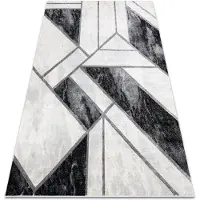 Rugsx Matto EMERALD yksinomainen 81953 glamouria, tyylikäs marmori, geometrinen musta / hopea