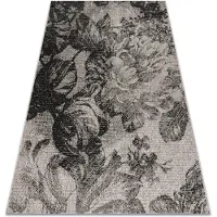 Rugsx Alfombra de cuerda sisal FLOORLUX 20491 Flores plateado/negro 60x110 cm