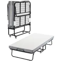 DUOKU Säng avsedd för gäster - - 38 x 75 tum - Dubbelstorlek - med 4 tum memory foam-madrass och robust metallram