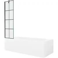 Mexen Vega suorakulmainen kylpyamme 180 x 80 cm kotelolla ja yksisiipisellä suihkuseinällä 50 cm, musta kuvio