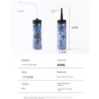 Jojomino 650 ml jääkiekko vesipullo kannettava jalkapallo klassinen pidennetty kärki design urheilullinen suukappale