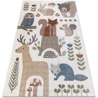 Rugsx Alfombra BONO 8425 Animales del bosque crema / marrón 200x290 cm