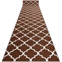 Rugsx Alfombra de pasillo con refuerzo de goma Enrejado Trébol marroquí marrón Trellis 30351 57x860 cm