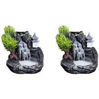 Typecat 2X High Mountain Flowing Waterfall Backflow Incense Burner Home Fragrance Diffuser Incense Burner Decoration,A