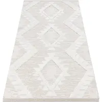 Rugsx Alfombra ECO sisal BOHO MOROC Diamantes 22312 franjas - estructural beige / crema, alfombra reciclada 155x220 cm