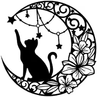 Wella Black Cats Moon Metal Wall Art Decor Iron Wall Art Black Hollow Rose Sculpture Hanging Decor Rustic Metal Cat Wall Decor