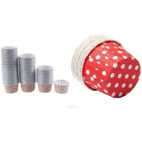 MaxPower 200 kpl Cupcake Paperi Kakkukotelot Leivinmupit Muffinssivuori Vaaleanpunaiset Pilkut Punaiset Aaltopisteet