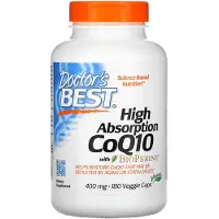 Doctors Best , Korkean Absorptiokyvyn CoQ10 BioPerineÆ, 400 mg, 180 Veggie Kapseli
