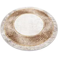 Rugsx Alfombra lavable MIRO 51236.807 circulo Mármol, griego antideslizante - beige / dorado circulo 80 cm