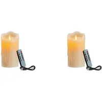 Semoic 2X LED Candles, Flickering Flameless Candles,Rechargeable Candle, Real Wax Candles with Remote Control,10cm
