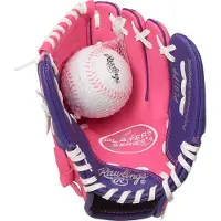 Rawlings | PLAYERS-sarjan T-pallo- ja nuorten baseball-r pyl | Oikeak tinen heitto | 9" | Vaaleanpunainen/violetti pallon kanssa