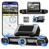 AZDome Dashcam Auto M660 4-Kanavaa 360 2.5K+3x1080P 128Gt eMMC:llä ja WiFi 5G:llä