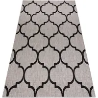 Rugsx MATTO STRING SIZAL FLOORLUX 20608 , Marokkolainen apila, trellis hopea / musta