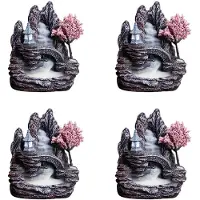 Typecat 4X High Mountain Flowing Waterfall Backflow Incense Burner Home Fragrance Diffuser Incense Burner Decoration,E