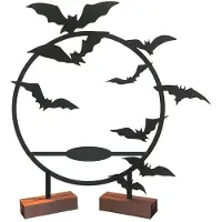 Melitt Halloween Candlestick Holder Halloween Statue Candlestick Bat Wall Decor Candle Stand Round Shape Gothic Table Decor