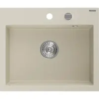 Mexen Oscar graniittinen yhden altaan keittiöallas 580 x 490 mm, beige, kromi-sifoni - 6519581000-69