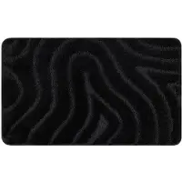 Rugsx Alfombra de baño SUPREME WAVES, ondas, antideslizante, suave - negro 50x80 cm