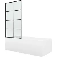 Mexen Cubik suorakulmainen kylpyamme 160 x 70 cm, jossa kotelo ja 1-ovinen suihkuseinä 80 cm, musta kuvio, 160 x 70 cm