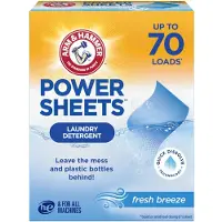 Arm & Hammer Power Sheets Pyykinpesuaine Fresh Breeze Tuoksu, Ei sotkua Kevyt ja matkaystävällinen 35 count jopa 70 pientä täyttöä