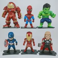 MaxPower (6 kpl C) Avengers Alliance -nukkelelut Iron Man Spider Man Hulk Kapteeni USA tuhoaa pataljoonan kuoleman hoitaja