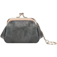 MaxPower Vintage Mini Kiss-Lock Kolikkolaukku, Yksivärinen Minimalistinen Clutch., pilka