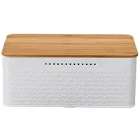 Melitt Bread Bin,Innovative Bread Box Thanks to Carbon Coating,with Integrated Ventilation Holes,Including Bamboo Lid White