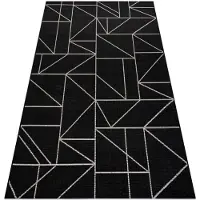 Rugsx Alfombra de cuerda sisal FLOORLUX 20605 negro / plateado Triángulos, Geométrico 120x170 cm