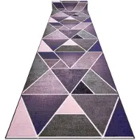 Rugsx Alfombra de pasillo con refuerzo de goma TRIANGULOS violet 100 cm 100x700 cm