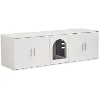 DUOKU Litter Box - - Puukaappi - Kahdelle Kissalle - 57,9"L x 18,3"l x 17,9"H - Valkoinen