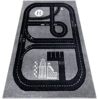 Rugsx Alfombra FUN Track para niños, calle, pueblo gris 80x150 cm