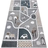 Rugsx Alfombra FUN Strade para niños, calle, pueblo gris 280x370 cm