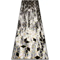 Rugsx Alfombra, alfombra de pasillo GLOSS moderno 409A 82 Cubo elegante, glamour, art deco negro / gris / oro 80x200 cm