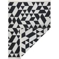 Rugsx Matto TWIN 22992 geometrinen, puuvilla, kaksipuolinen, Ekologiset hapsut - musta / kermanvärinen, 120x170