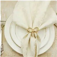 Typecat 72 Pcs Simple Golden Napkin Ring Butterfly Bow Tie Napkin Buckle Hotel Restaurant Mouth Cloth Ring Metal Napkin Ring