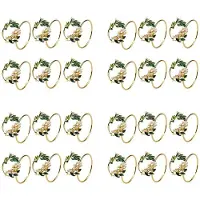 Typecat Napkin Ring Golden Pearl Flower Napkin Rings Set of 24 Metal Napkin Holder for Wedding Party Dinner Table Decoration