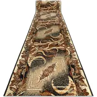 Rugsx Alfombra de pasillo BCF Hoja de Agave beige 90 cm 90x660 cm
