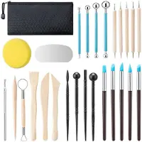 Tlily Clay Tools Kit, 27 PCS Pottery Tools, Practical Polymer Clay Sculpting Tools Kit, Air Dry Clay Tools Set for Kids
