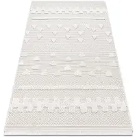 Rugsx Alfombra EKO SIZAL MOROC 22321 Triangulos, zigzag boho flecos, estructural - beige / crema 117x170 cm