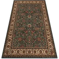 Rugsx Alfombra de lana KASHQAI 4362 410 ornamento verde / beige 67x275 cm