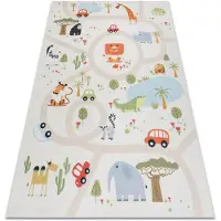 Rugsx Alfombra lavable BAMBINO 1165 Zoo para niños antideslizante - beige 80x150 cm