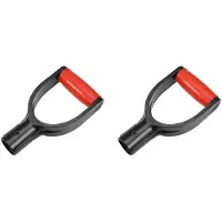 Torribaly 2X Plastic Spade Handle Shovel D Grip Handle, 32mm Inner Diameter Spade Snow Shovel Handle, Spade Snow Scoop Digging,Red
