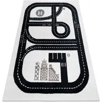 Rugsx Alfombra FUN Track para niños, calle, pueblo crema 140x190 cm